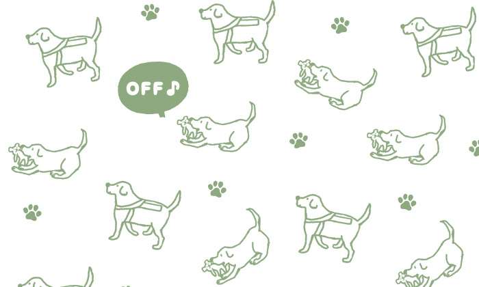 盲導犬のON,OFFのかわいいイラストデザイン