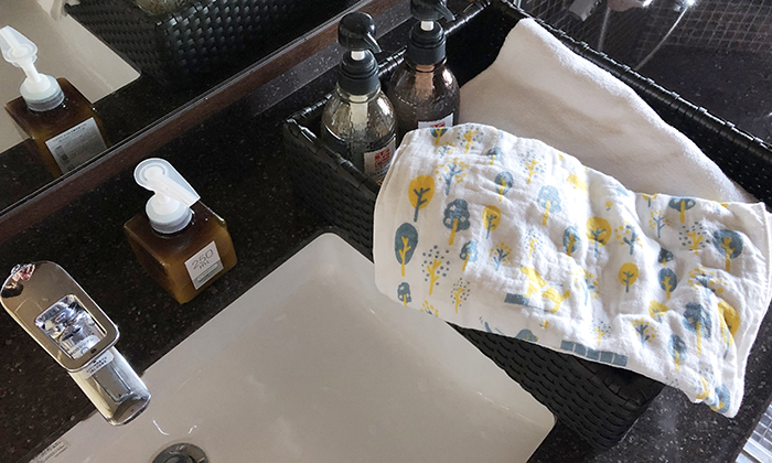 洗面台に置いた写真