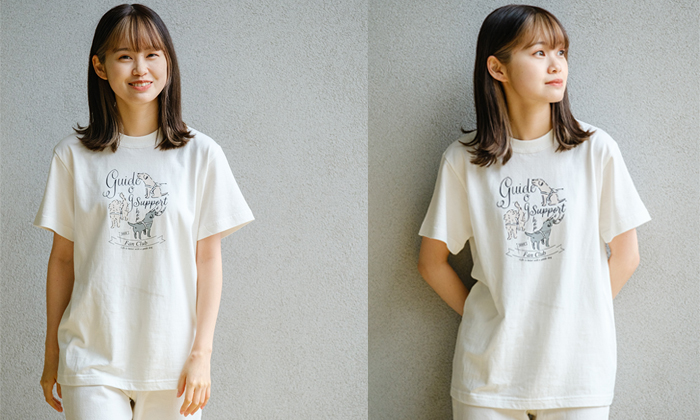 ファンクラブTシャツを着る女性モデル