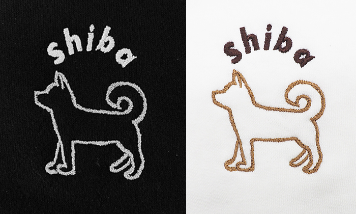 柴犬の刺繍。