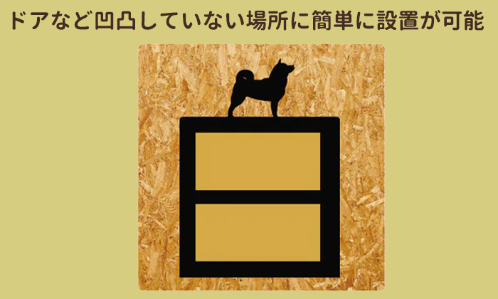 裏面にはドアなど凹凸していないばしょに簡単に装着できる両面テープ付き