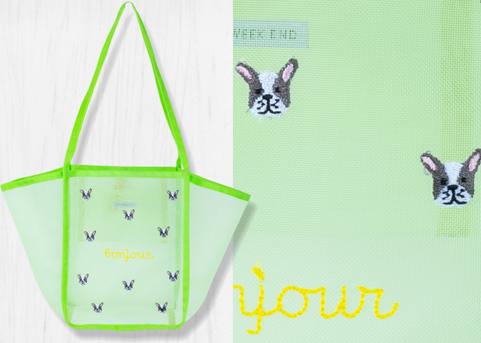 蛍光の黄緑にフレブルの刺繍