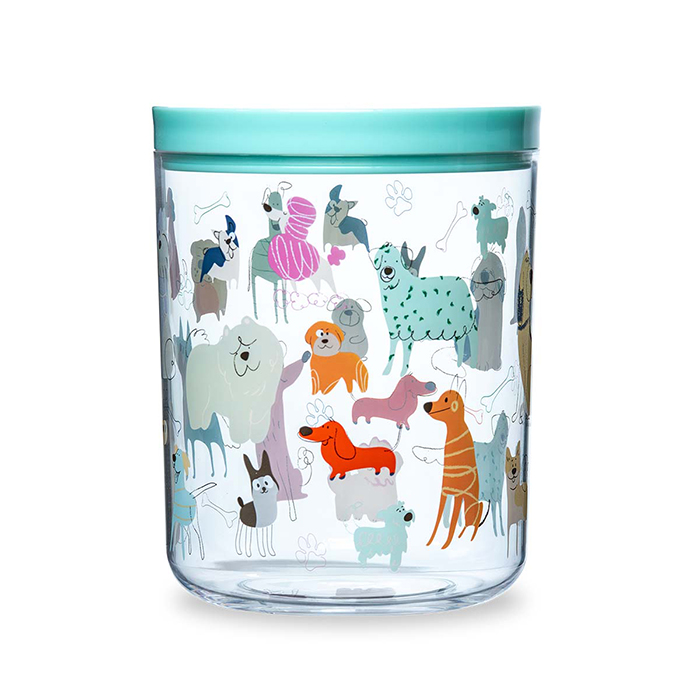 カラフルドッグは可愛らしい犬たちがちりばめられているイラストのジャー