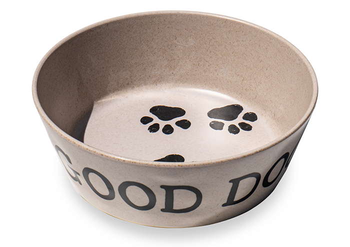 パウプリントはベージュの容器に黒で底面には犬の足跡が４つあり、側面にはGOODDOGと書かれている