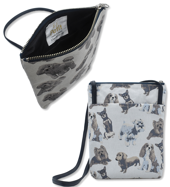 ポシェットのファスナーを開けて中が見えている写真とポケット側を正面にした写真