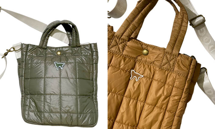 左はカーキ、右は明るめのブラウンのショルダーバッグ