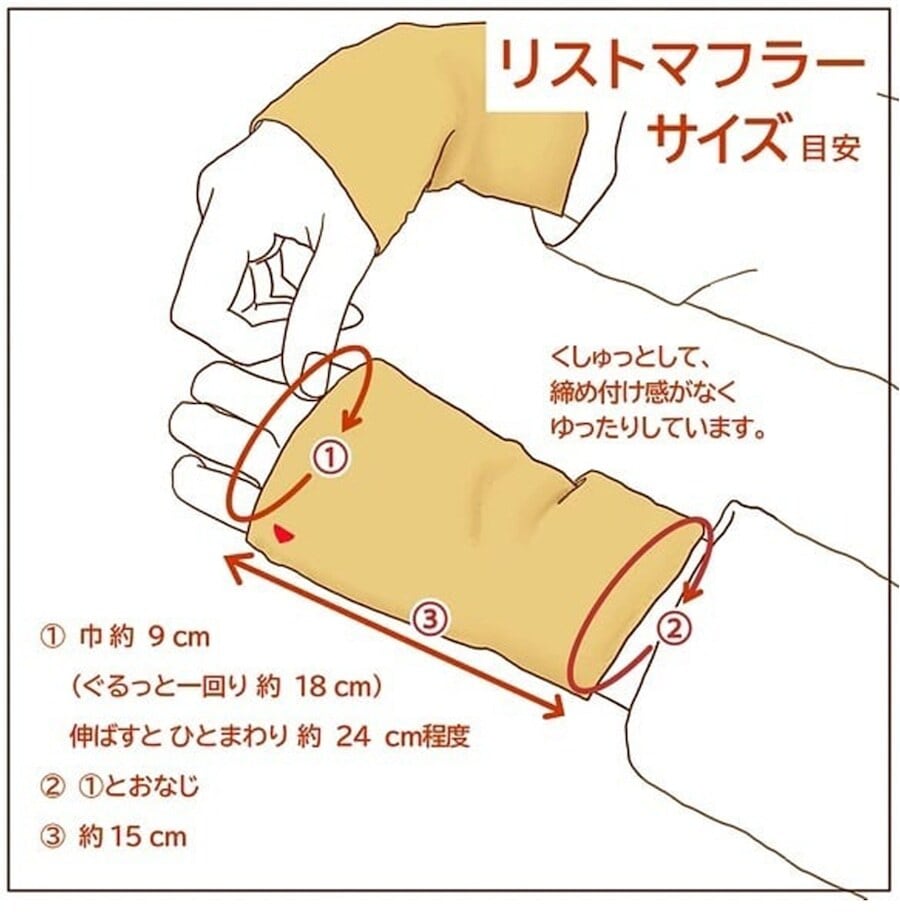 幅約９センチ円周約18センチ、伸ばすと最高約24センチ、長さ約15センチ