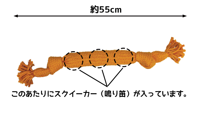 Lサイズは全長55センチ、スクイーカーが3個入っています