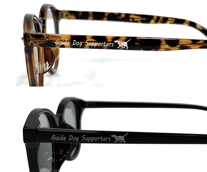 べっ甲とブラックのサングラスの左テンプル部分のロゴが見えている写真